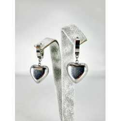 Gümüş Kalp Detaylı Küpe